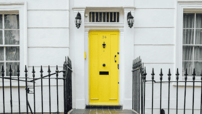 Yellow door of georgian house