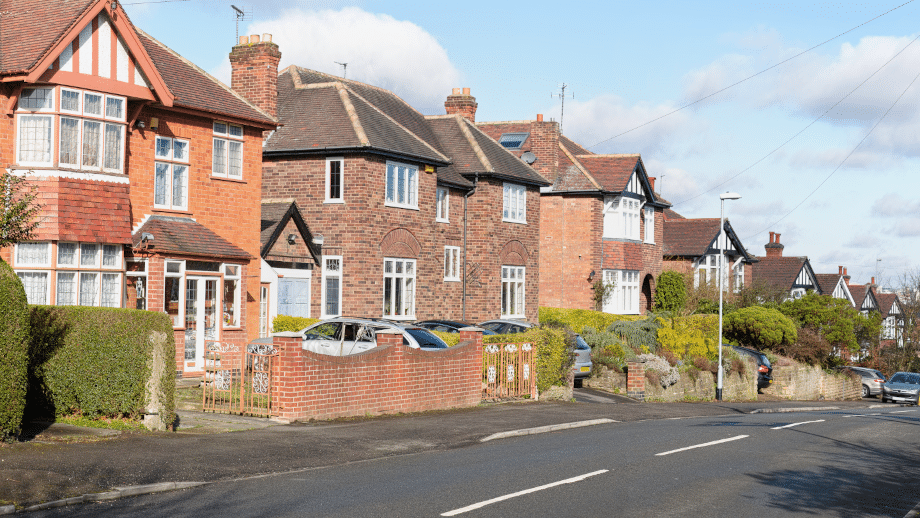 A row of large suburban houses